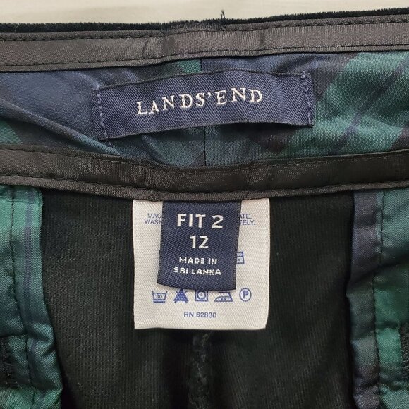Lands' End Y2K Black Stretch Velour Velvet Casual Bootcut Leg Pants Fit 2 Sz 12 - Picture 4 of 7